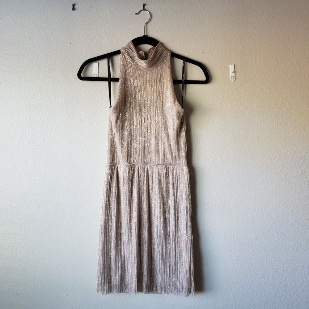 tfncLondon Champagne Gold Open Back Cocktail Dress S